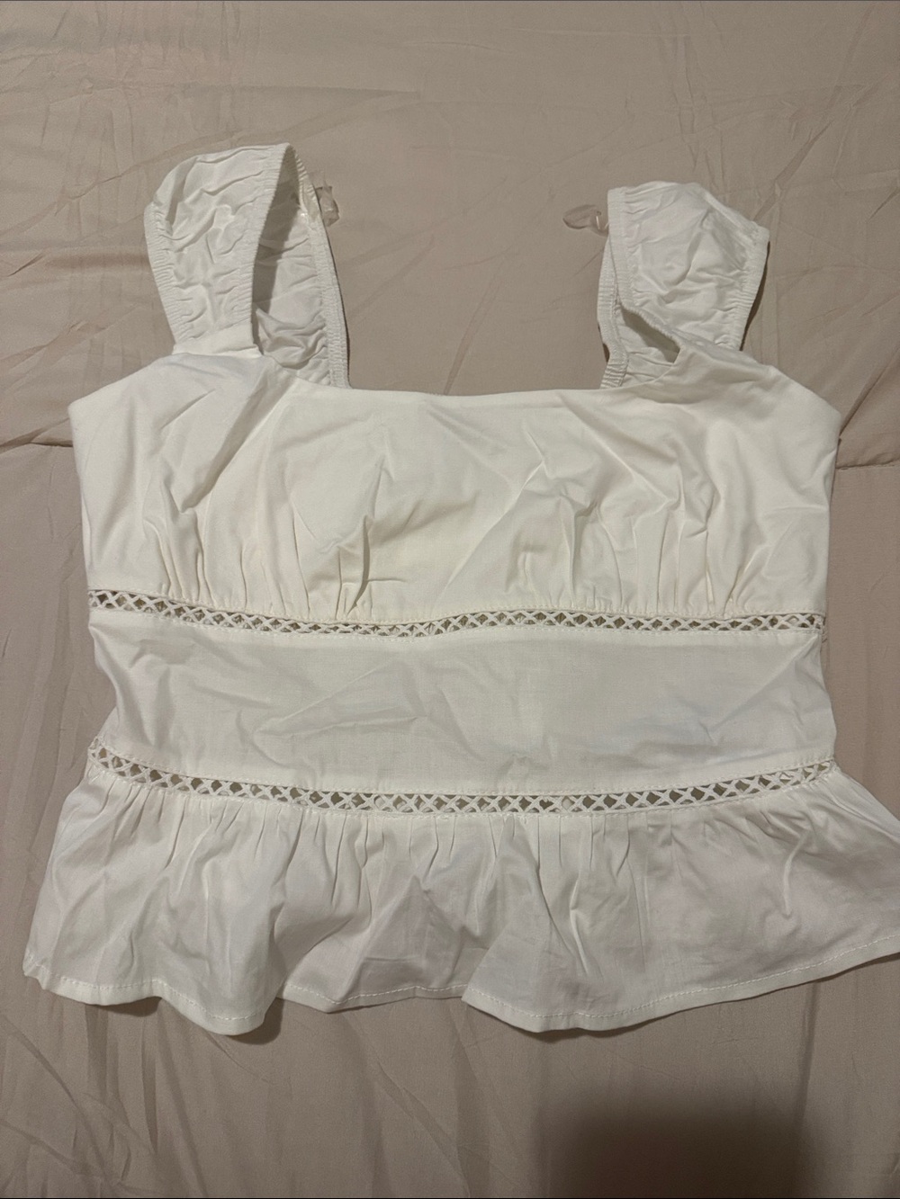 Wild Fable Cap Sleeve Squareneck Peplum Top White XS